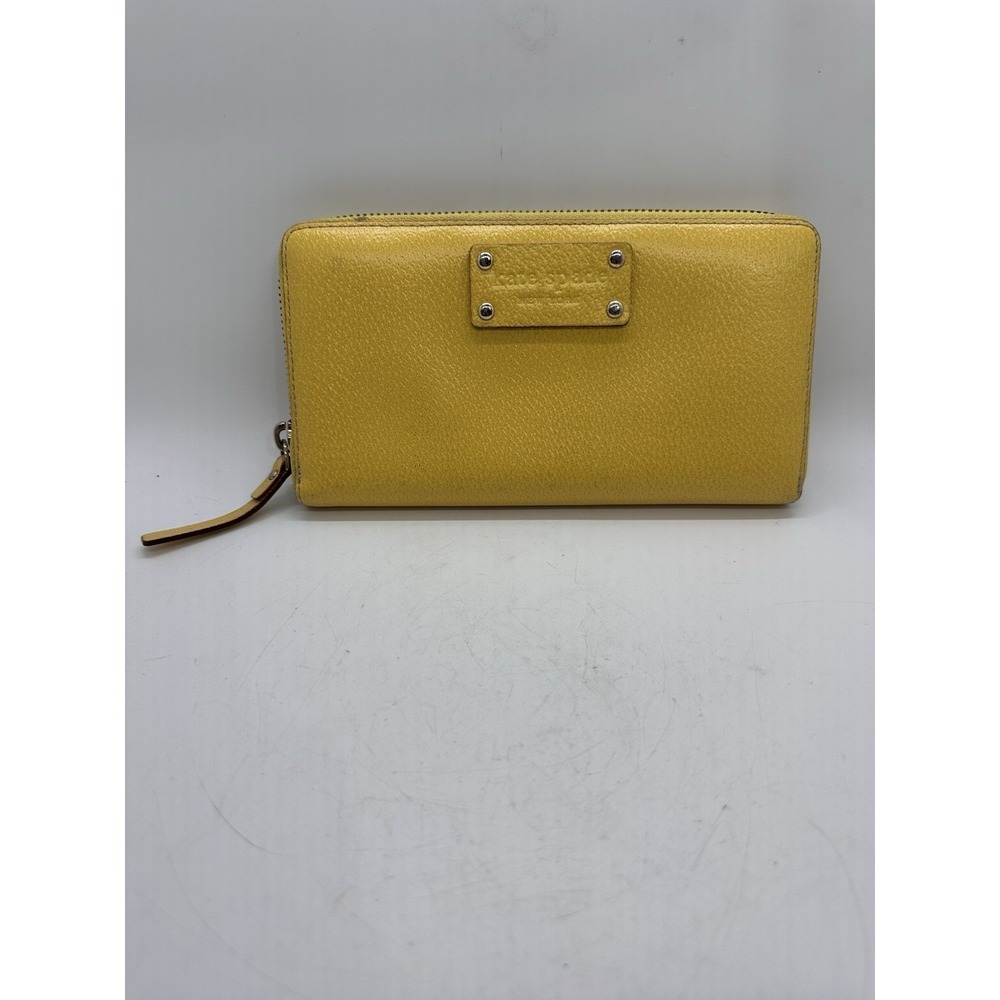Kate Spade Wellesley Neda Yellow Pebbled Leather Zip Around‎ Wallet Limoncello